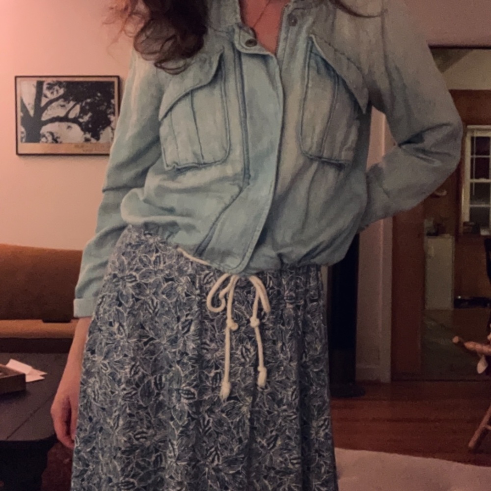 Light Blue Linen / Cotton Drawstring Jacket - Picture 3 of 5
